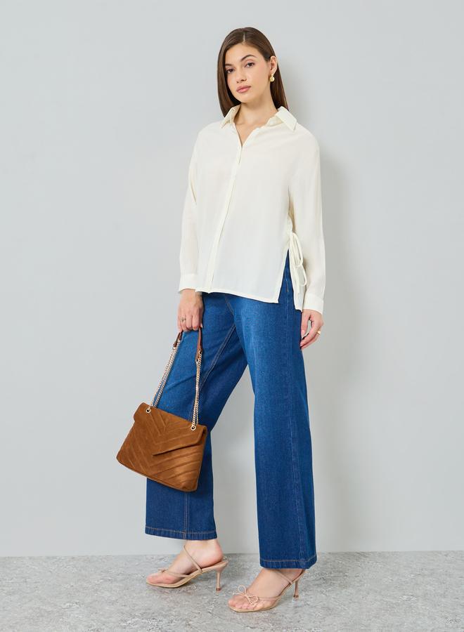 ستايلي قميص شفاف بتفاصيل رباط جانبي - Image 1